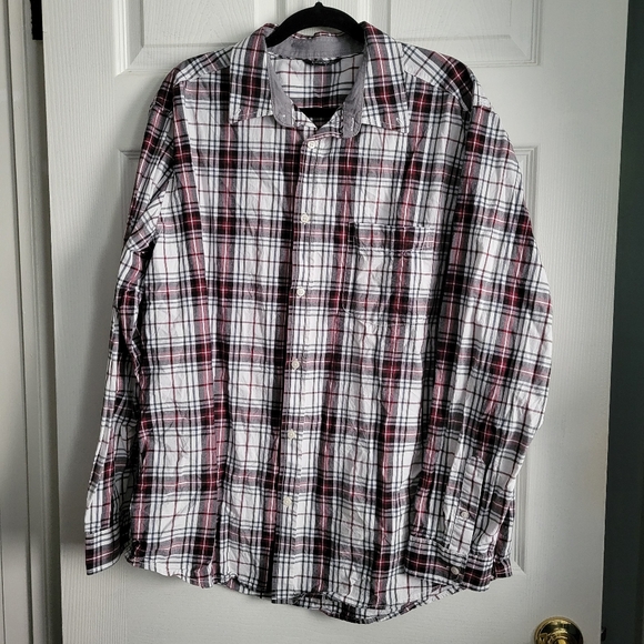 Mens Plaid Print Button Up Top - Picture 1 of 12